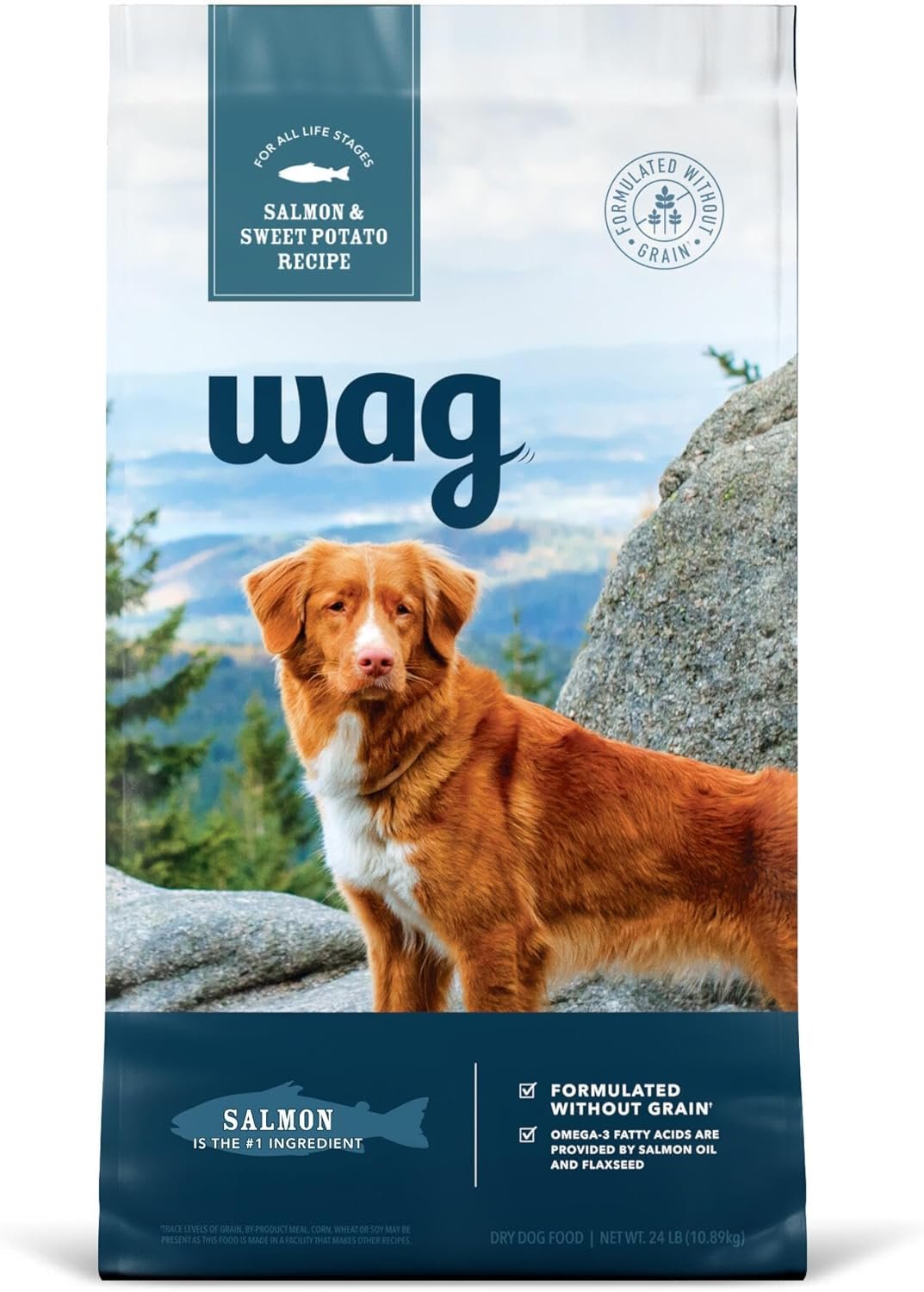 Amazon Brand – Wag Dry Dog Food Salmon & Sweet Potato, Grain Free 24 lb Bag