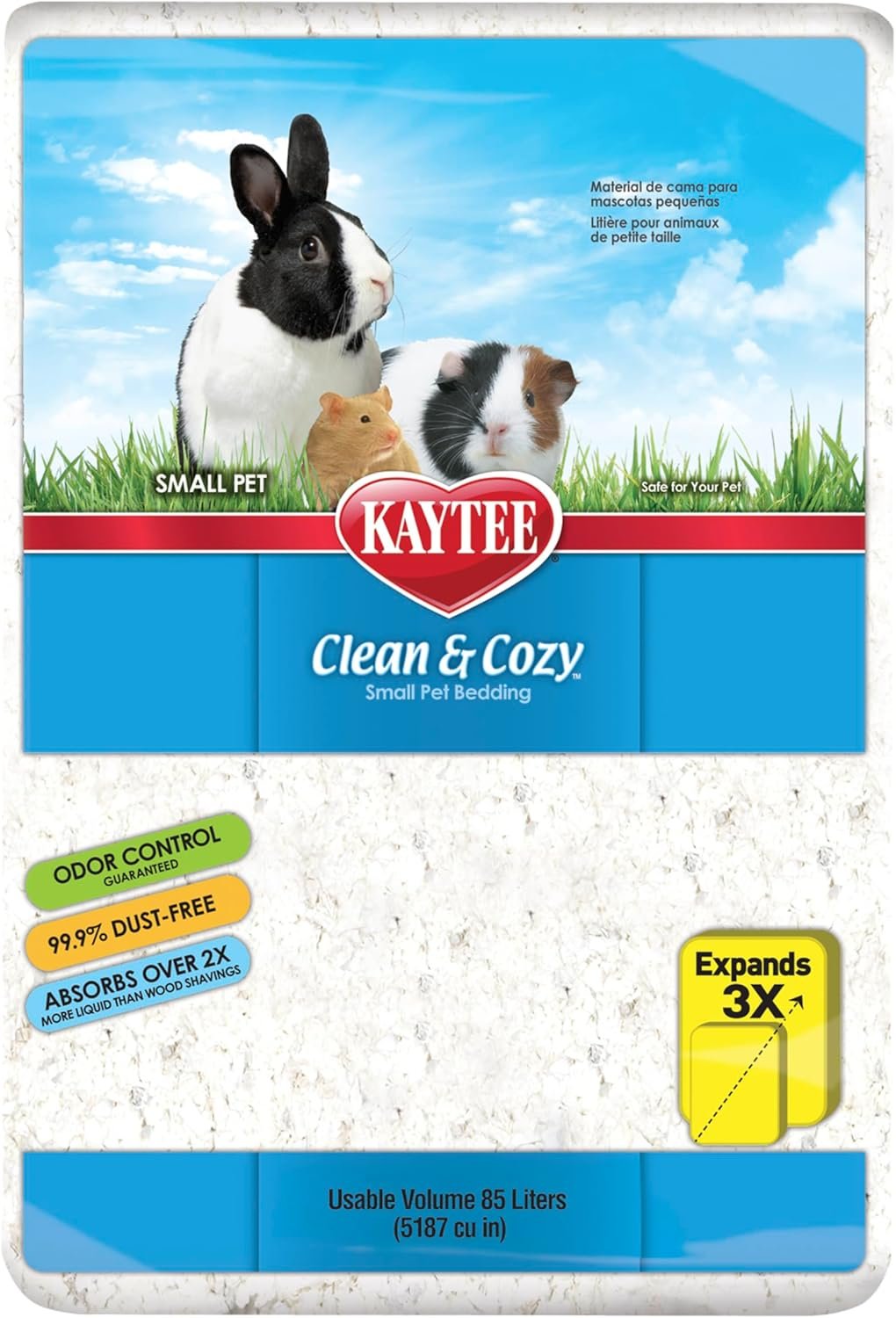 Kaytee Clean & Cozy White Paper Bedding, Made for Small Animals, 85 Liters