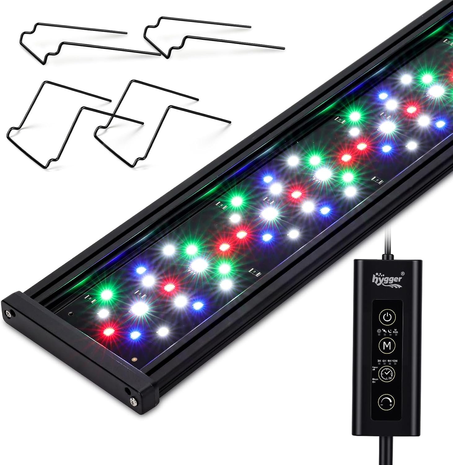 hygger Auto On Off Aquarium LED Light, 4 Mode Lighting Full Spectrum Fish Tank Light 24/7 Timer Colorful Fish/Sun/Nightlight/WRGB Cycle for Freshwater