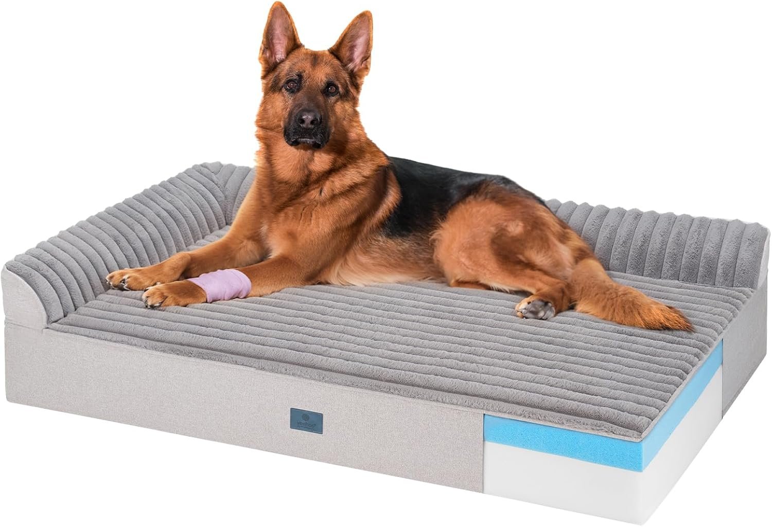 Veehoo Orthopedic Dog Bed for Large Senior Dogs, 7 Inch Thick XXL Memory Foam Dog Bed with L Shaped Bolsters, Orthopedic Pet Couch with Waterproof Liner & Removable Washable Cover, 52″x36″x7″