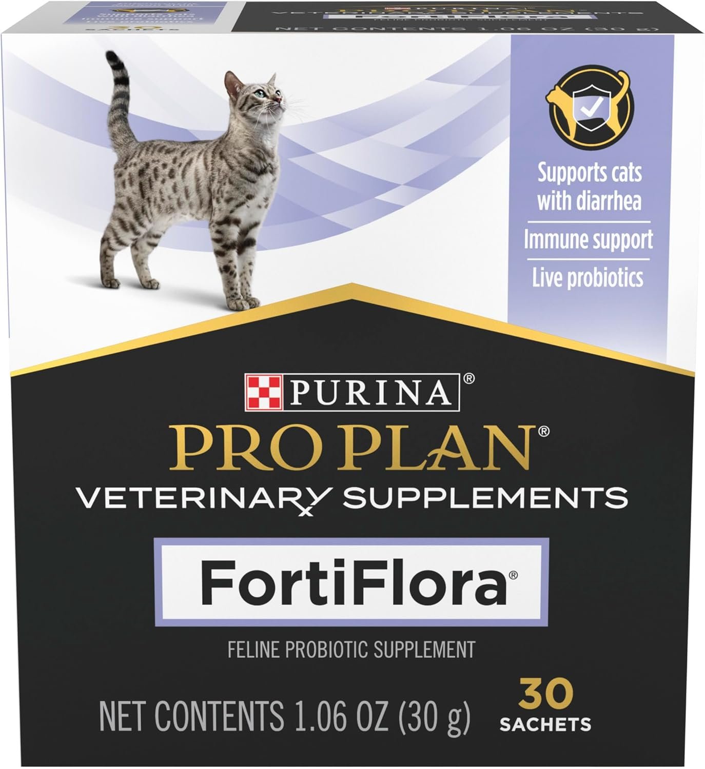 Purina Pro Plan Veterinary Supplements FortiFlora Daily Probiotics for Cats for Digestive Gut Health and Diarrhea – 30 ct. Box