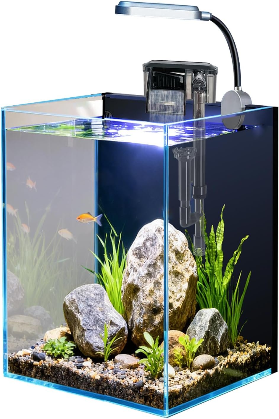 1.5 Gallon Fish Tank Starter Kits, Nano Glass Aquarium with Filter, Led Light for Aquascape DIY Small Betta Fish Tank