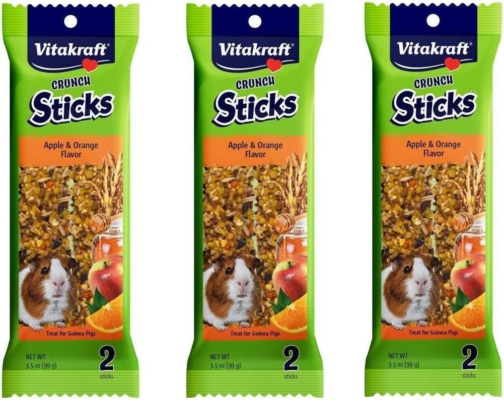 Vitakraft 6 Pack of Crunch Sticks Treats, Apple and Orange Flavor, for Guinea Pigs