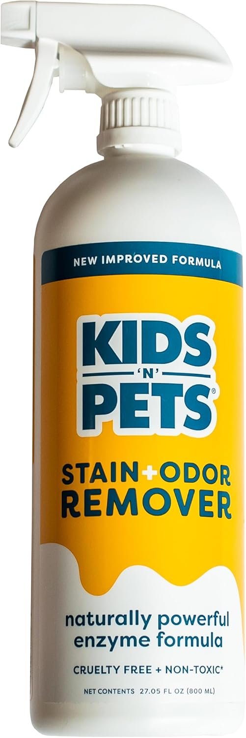 KIDS ‘N’ PETS Instant All-Purpose Stain & Odor Remover Permanently Eliminates Dog Pee, Cat Urine, Other Smells, Spots from Home Carpet, Couch, Furniture, Mattress, Fabric. Non-Toxic, Child Safe – 27oz