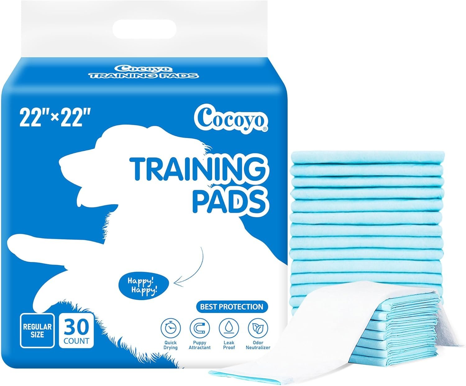COCOYO Best Value Training Pads 30 Count | Dog Pee Pads | Super Absorbent Puppy Pads