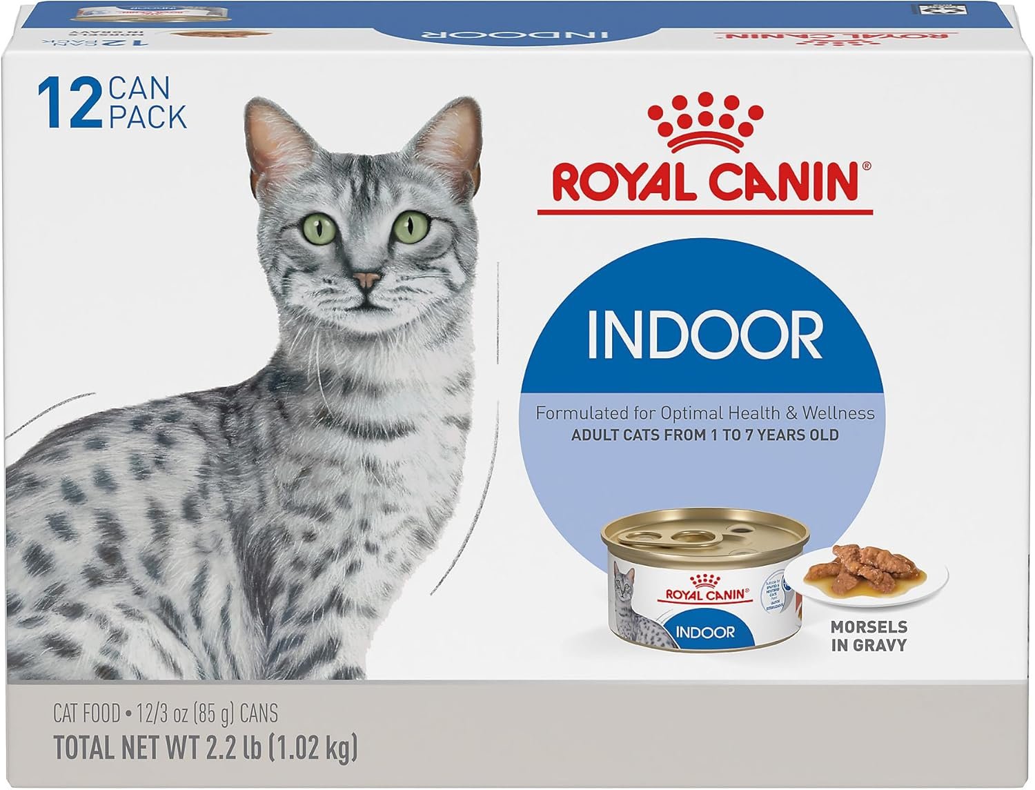 Royal Canin Feline Health Nutrition Indoor Adult Morsels in Gravy Cat Food, 3 oz (Pack of 12)