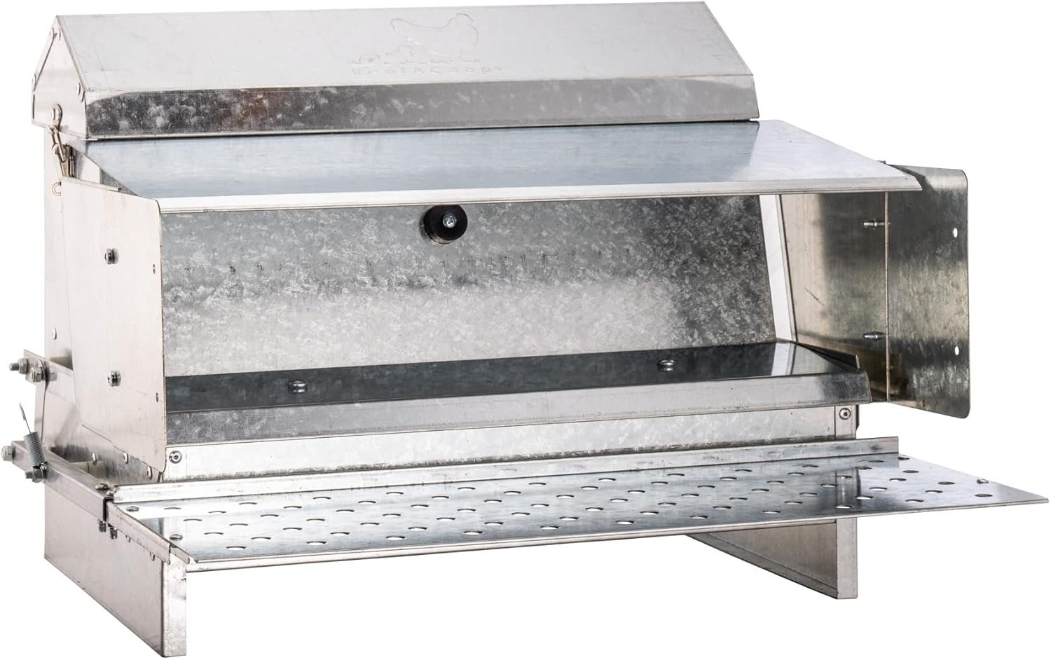 RentACoop Automatic Metal Treadle Feeder – Outdoor Use, Rainproof – Suitable for Chicken, Bantams, Poultry, Pheasants, etc. – 25lb Capacity