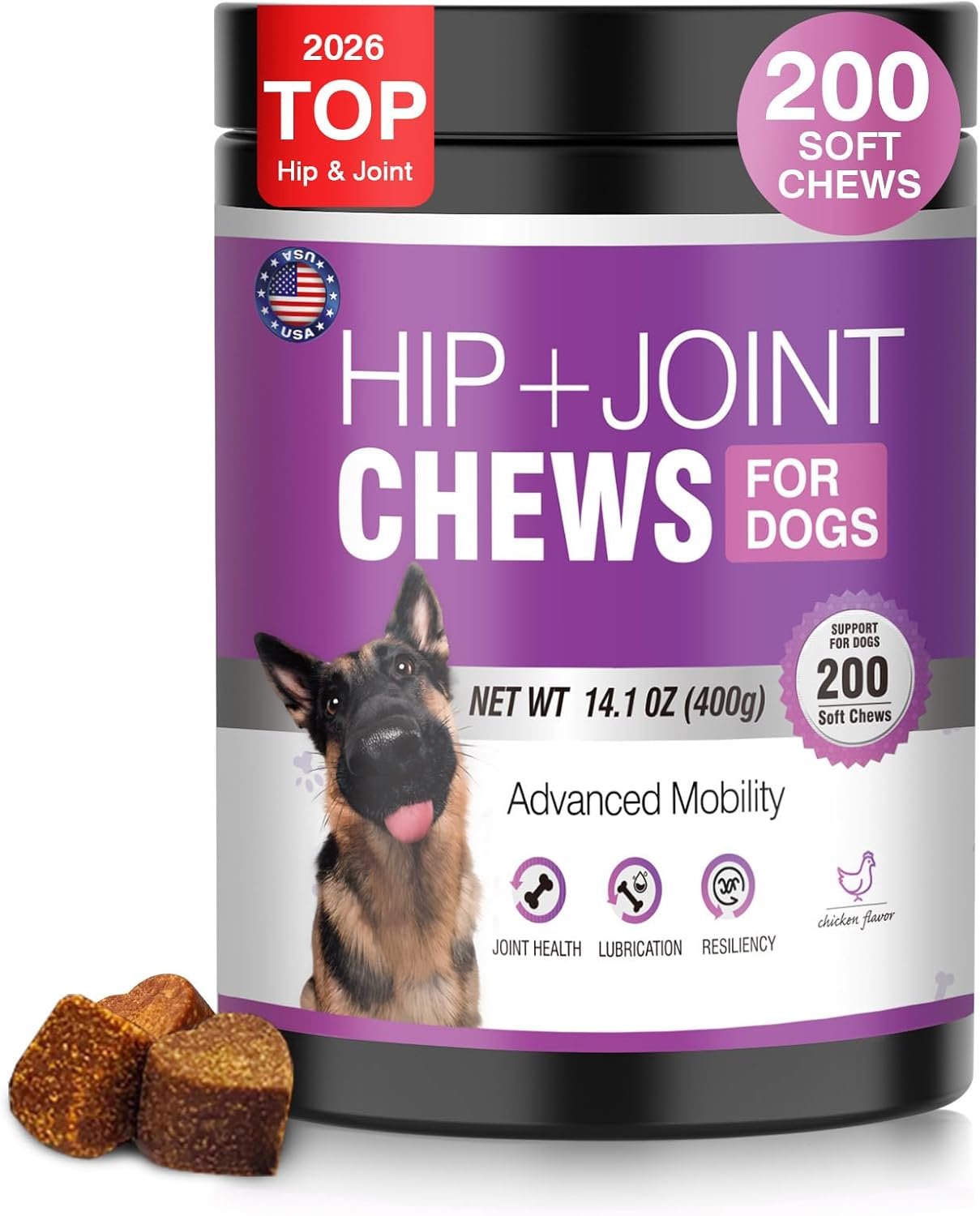 Glucosamine for Dogs 200pcs Joint Support Supplement Dog Hip and Joint Chondroitin Chews Treats with MSM Dog Joint Pain Relief Mobility Supplements Chicken Flavor Fit All Large Small Medium Breed