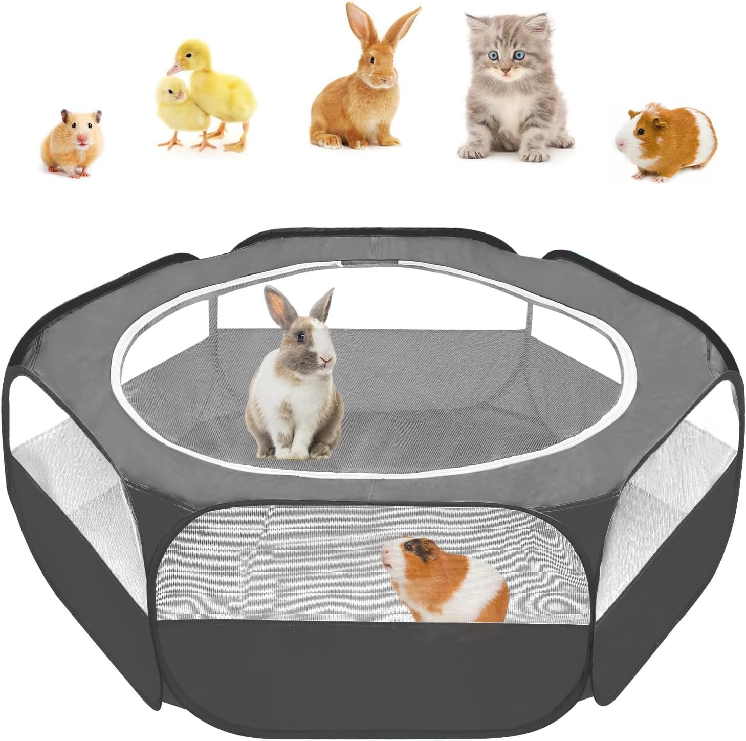 Amakunft Small Animal Pop-Up Playpen with Mesh Cover, 47” x 23.6” x 15” Chicken Brooder Box, Play Pen Indoor Outdoor for Guinea Pigs, Bunny, Rabbits, Ferrets, Chinchillas, Kittens