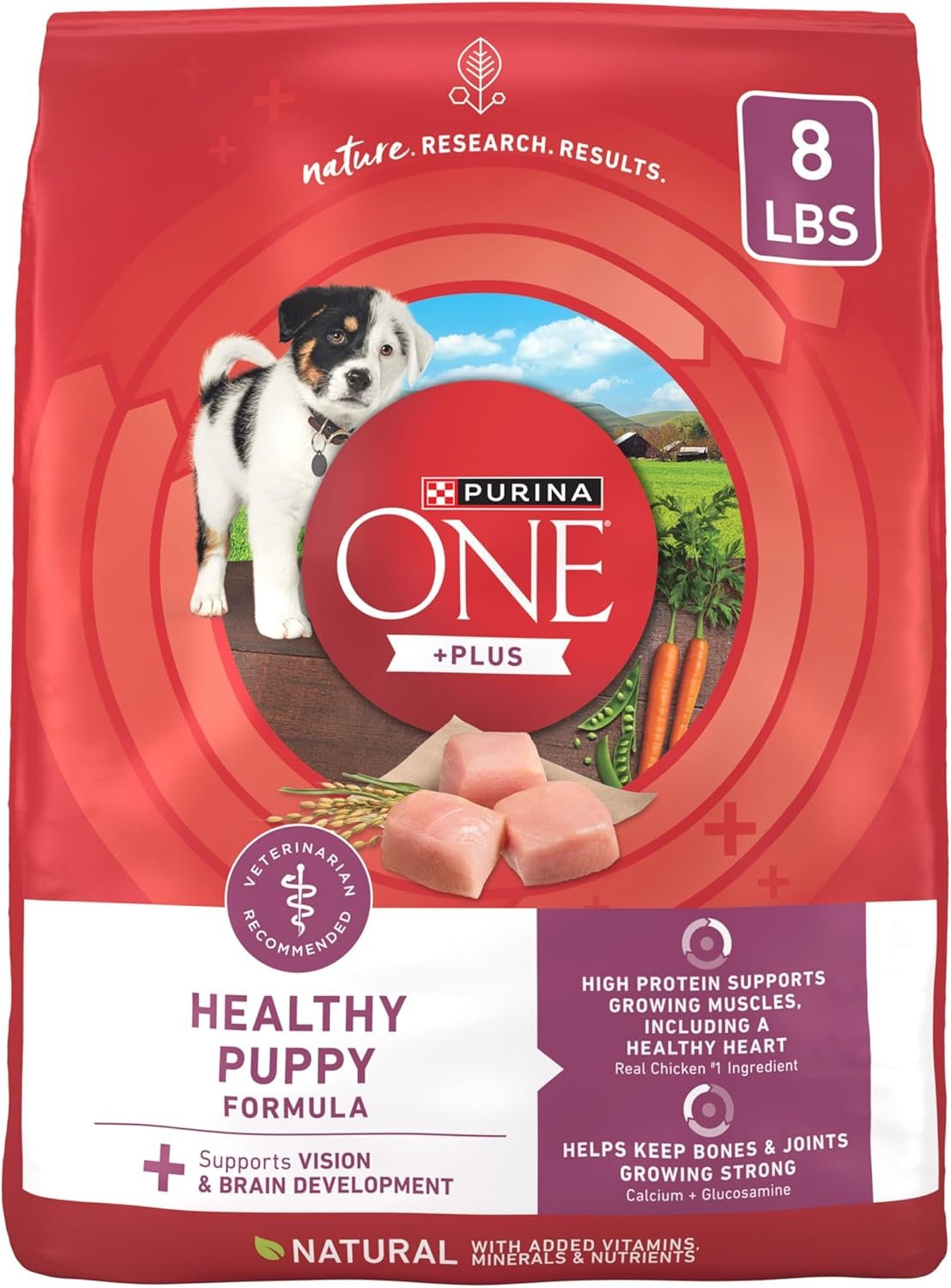 Purina ONE Plus Healthy Puppy Formula High Protein Natural Dry Puppy Food with added vitamins, minerals and nutrients – 8 lb. Bag