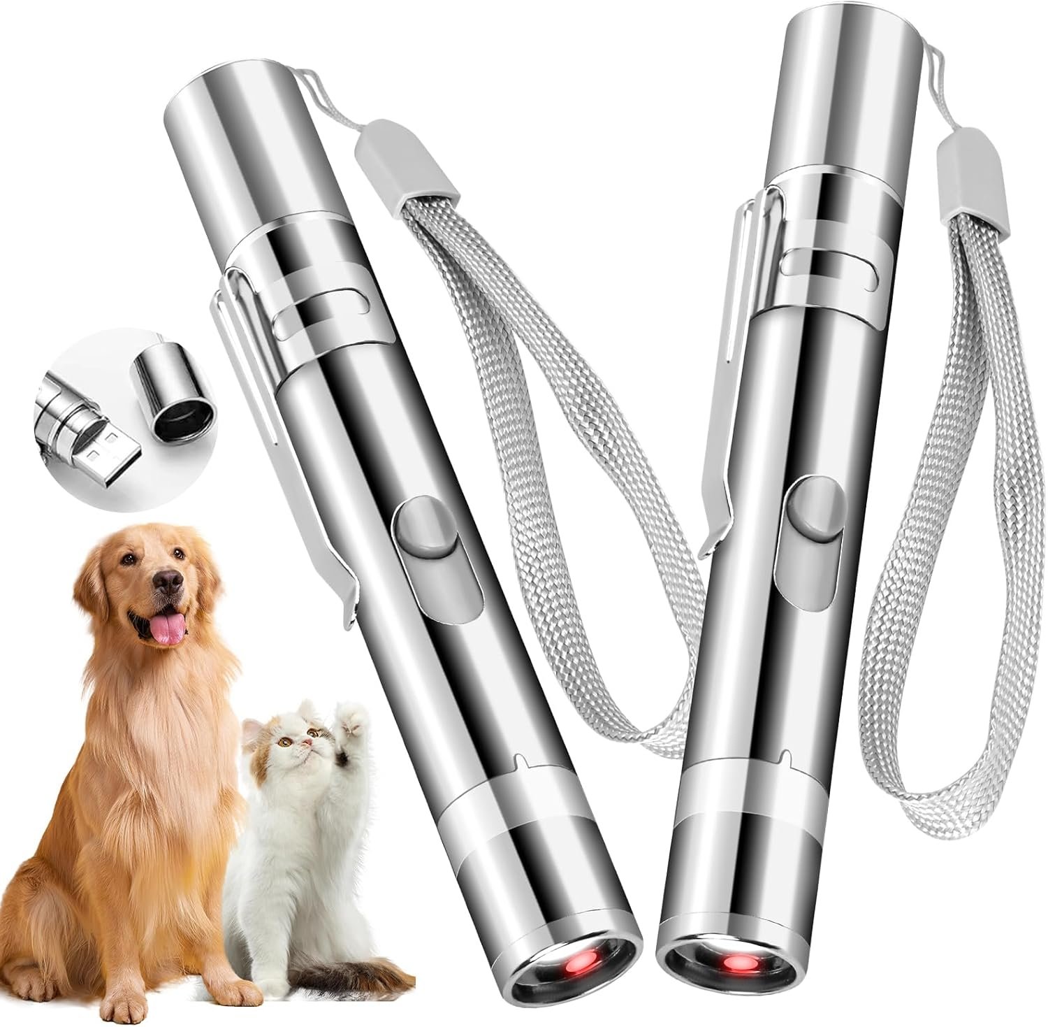 Cat Toy for Indoor Cats, 2 Pieces, USB Rechargeable Kitten Toys with 7 Adjustable Patterns, Interactive Chase Toys for Indoor Cats & Dogs, Training & Exercise Fun