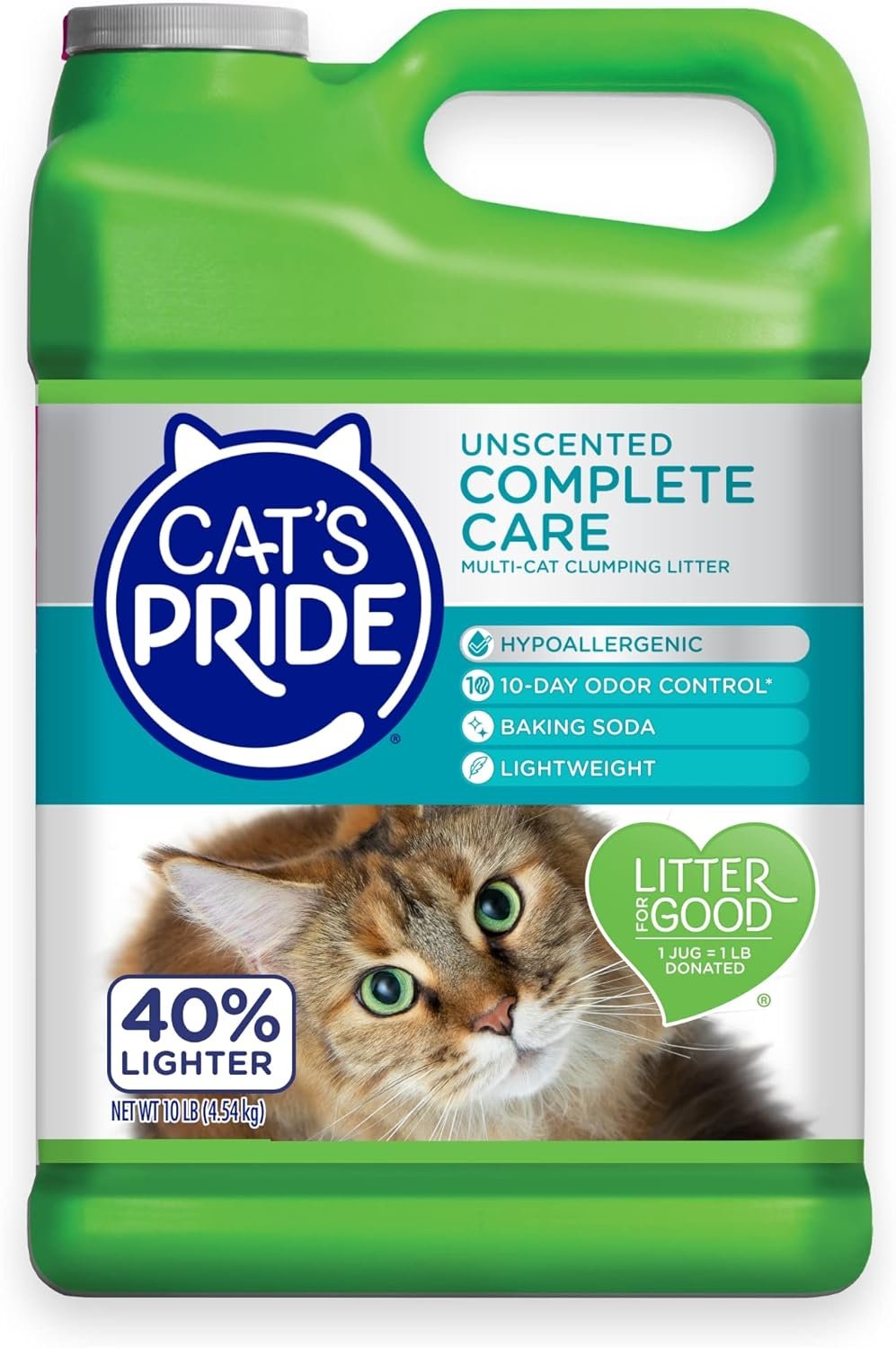 Cat’s Pride Premium Lightweight Clumping Litter: Complete Care – Up to 10 Days of Powerful Odor Control – Hypoallergenic – Multi-Cat, Unscented, 10 Pounds