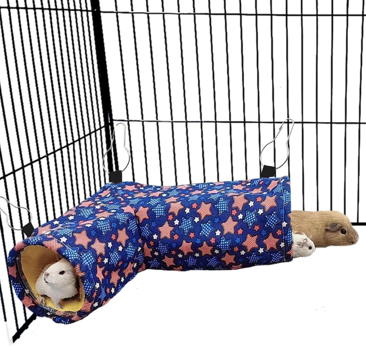 Guinea Pig Rat Ferret Hammock, Small Animal Corner Tunnel & Tubes & Bed for Hedgehog Piggy Chinchilla Hideout Toys and Cage Accessories