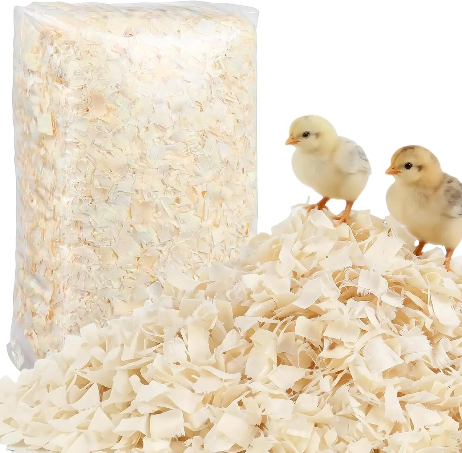 1LB/2LB Chicken Coop Bedding for Chicks– White Poplar Wood Shavings, Ultra-Absorbent Chick Brooder Bedding, Natural Odor-Control Wood Flakes for Keep Coop Dry Clean and Tidy (2LB)