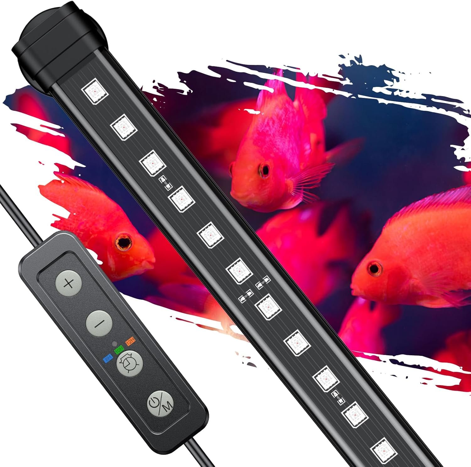 Pawfly 8 Inch 8 W Aquarium Color Enhancement Light for 8″ to 15″ Fish Tanks, IPX8 Waterproof Aquarium Enhancing LED Light, Brilliant RGB Lights with 7 Single Effects Timer & Adjustable Brightness