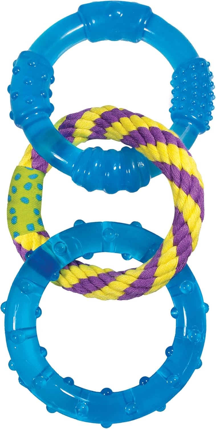 Petstages Dental Links Dog Chew Toy – Puppies & Adults, Strong Chewers, Multiple Textures & Rope, 8.5″ x 4″ x 1″