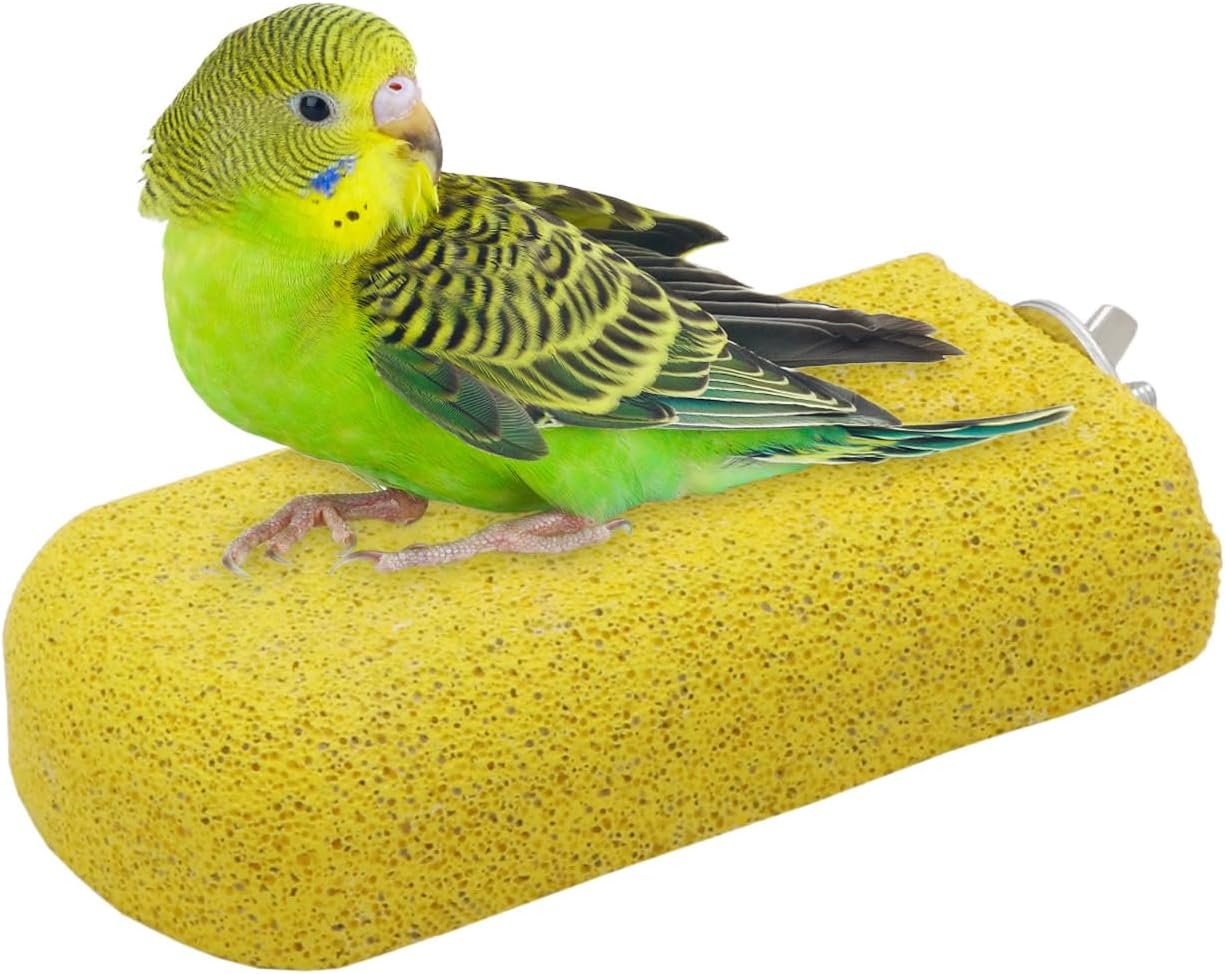 Bird Calcium Teeth Chew Toy Hamster Grinding Stone for Parrot Parakeet Cockatiel Rabbit Chinchilla Squirrel Cage Perch Stand (Random Color) (S)