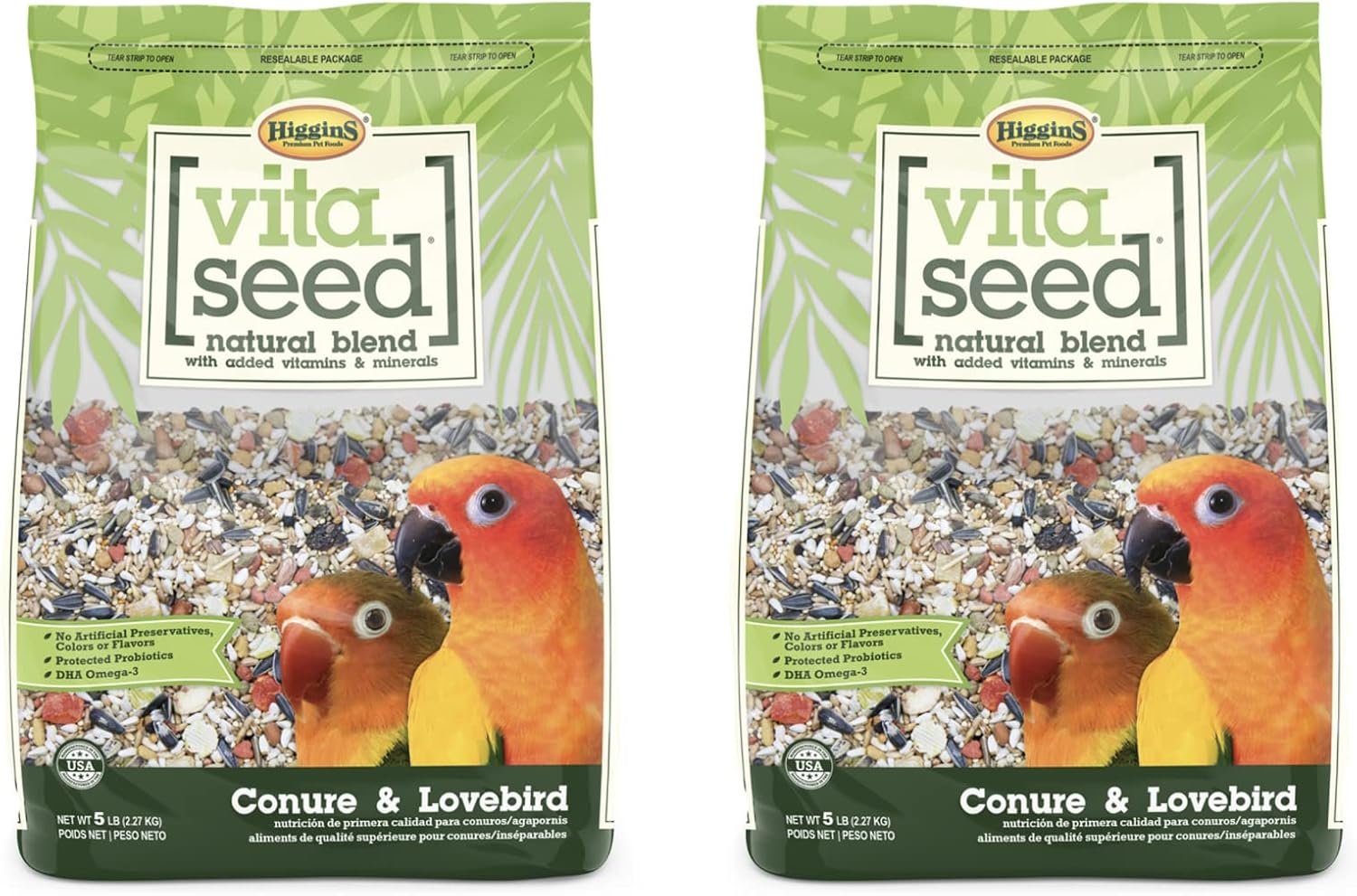 Higgins 2 Pack of Vita Seed Natural Blend Conure and Lovebird Food, 5 Pounds Each