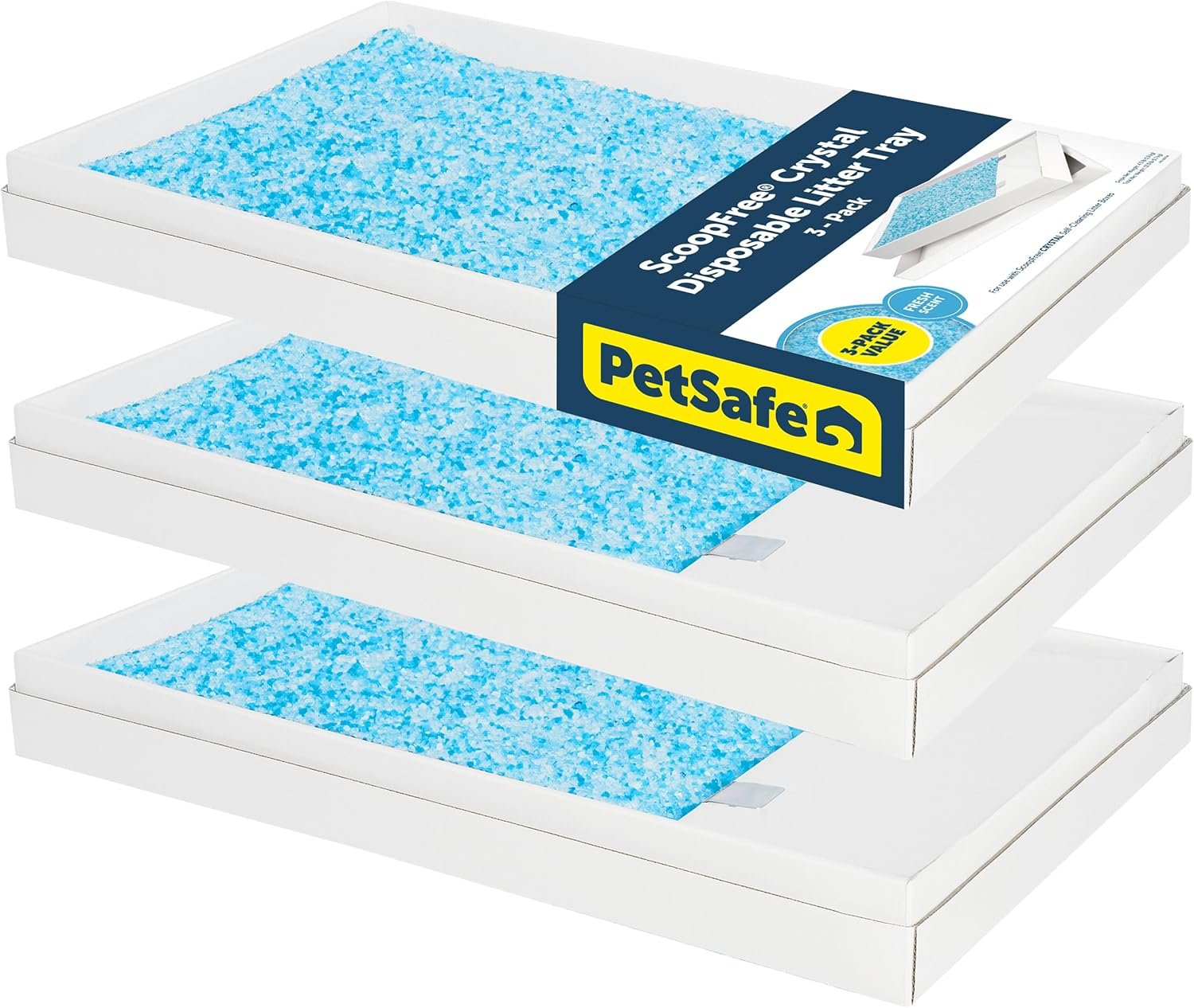 PetSafe ScoopFree Disposable Crystal Cat Litter Tray – Easy Cleaning Box – Refill Tray for Automatic Litter Box – Fresh Scent – 4.3 lb Bags – 3 Pack