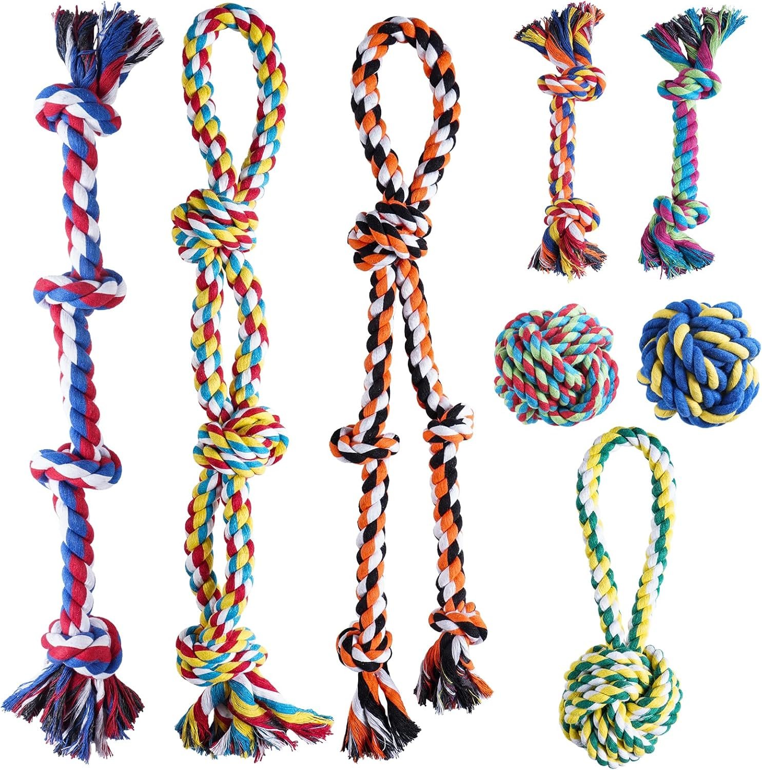 Aitmexcn Dog Rope Toys for Large and Medium Aggressive Chewers, 8 Pack Heavy Duty Dog Rope Toy for Large, Dental Cleaning Chew Toys, Tug Toy for Boredom, 100% Cotton Indestructible Pet Toy