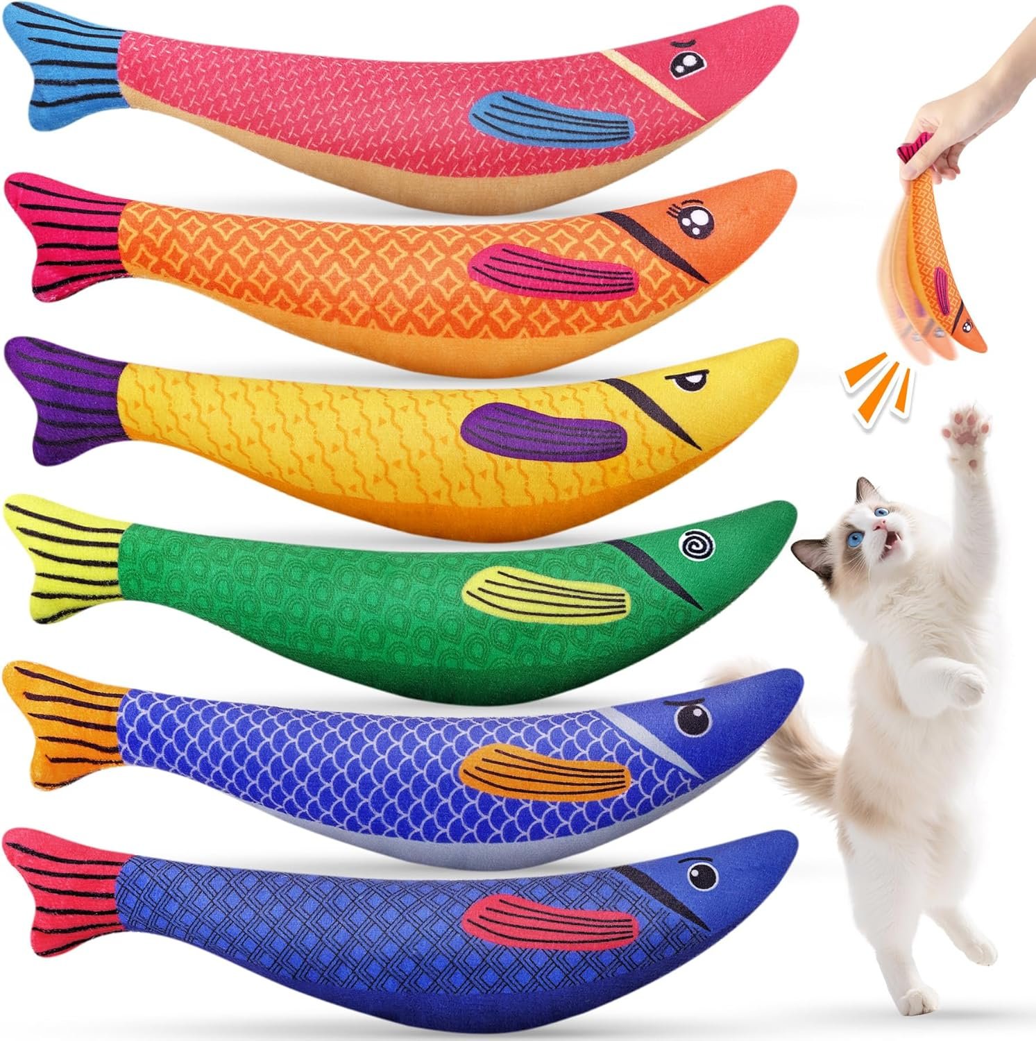 Cat Toys for Indoor Cats, 6 Pack Interactive Catnip Toys for Bored, Kitten Kicker Toy for Kitty with Sound, Cat Chew Toys for All Breeds