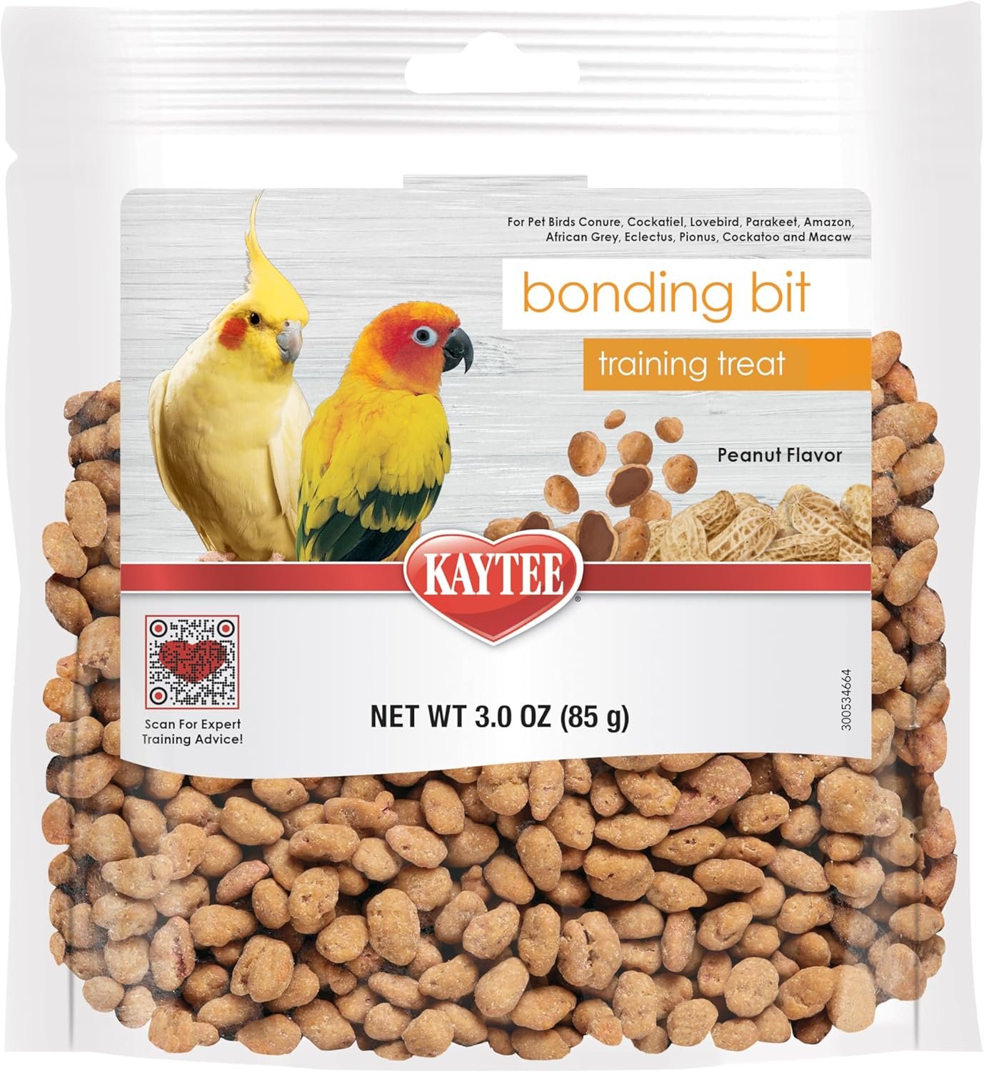 Kaytee Pet Bird Bonding Bits Training Treat for Conures, Cockatiels, Lovebirds, Parakeets, Amazons, African Greys, Ecletus, Pionus, Cockatoos and Macaws, 3 oz
