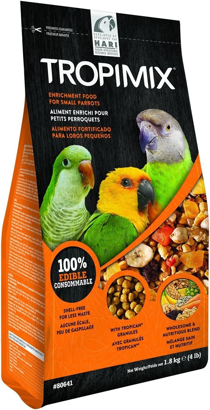 Hari Hagen Tropimix Enrichment Food for Small Parrots, 4 lb. (1.8 kg) – HARI Small Parrot Food with Seeds, Fruit, Nuts, Vegetables, Grains, and Legumes