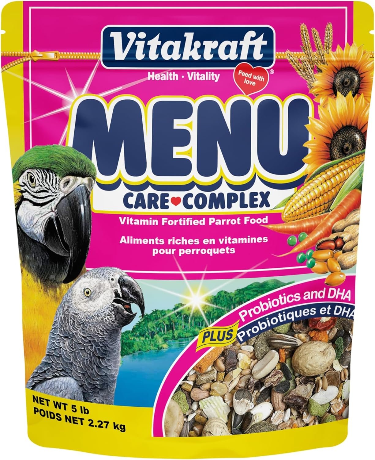 Vitakraft Menu Premium Parrot Food – Vitamin-Fortified – Macaw, Amazon, Conure, and Parrot Food for Large Birds 5 Pound (Pack of 1)