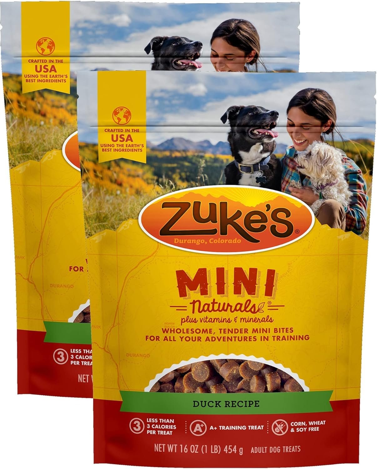 Zuke’s Mini Naturals Training Dog Treats Duck Recipe, 16 OZ Bag (Pack of 2)
