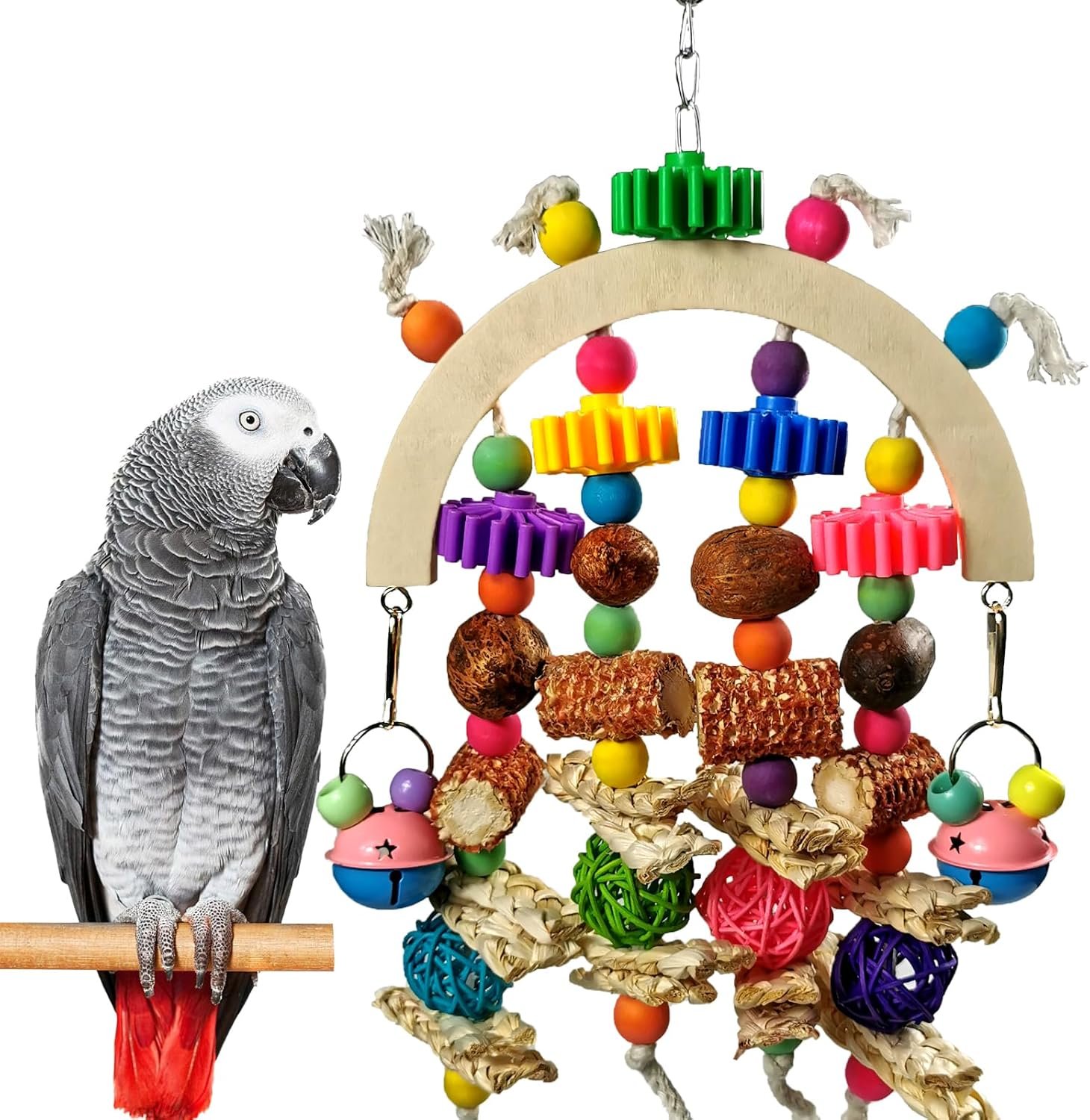 Bird Toys – Natural Corncob Wooden Mango Solid Chew Toys for Small & Medium Parrots, African Greys, Cockatiels, Lovebirds
