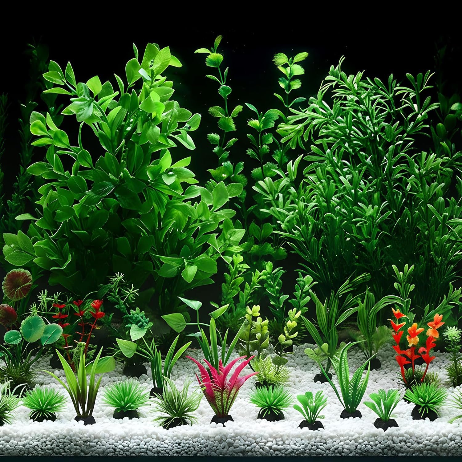 56 Pcs Fake Artificial Aquarium Plants Plastic Realistic Aquatic Fish Tank Plants for Aquarium Decor Green Turtle Fish Tank Accessories Decorations Large Goldfish Betta Water Grass Decor