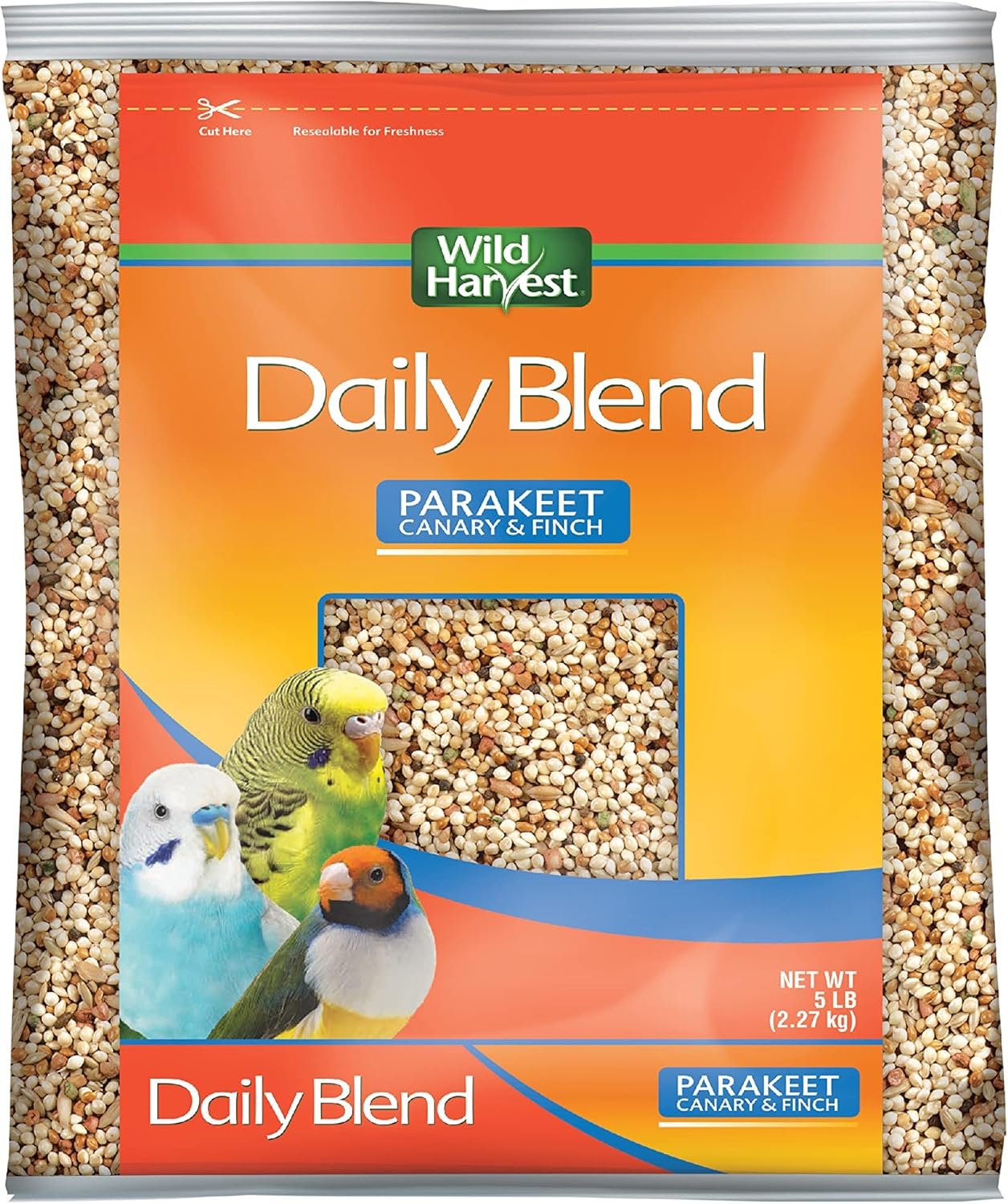 Wild Harvest Daily Blend Nutrition Diet Parakeet, Canary And Finch, Bird Food, 5 Pounds
