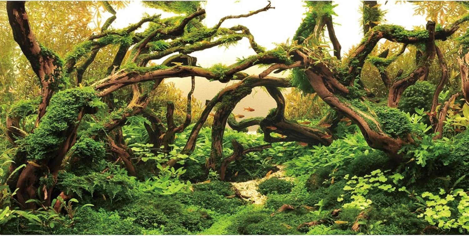 AWERT 48×24 inches Aquarium Background Branches Aquarium Background Aquatic Plant River Bed & Lake Fish Tank Background Vinyl Background