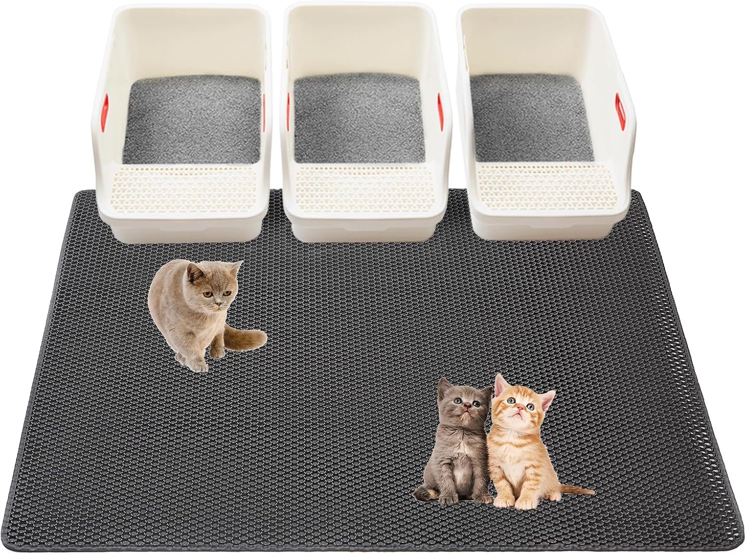Cat Litter Mats-Extra Large 47”x36” Litter Trapping Mat for Cat-XXL Litter box Matt for Floor-2 Layer Catcher Rug for Pet kitty Litterbox-Waterproof Urine Proof,Non-Slip