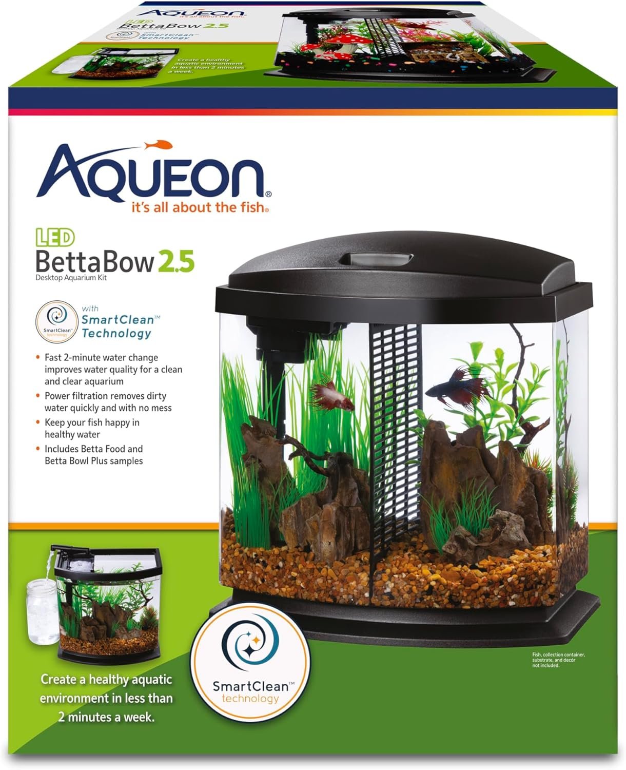 Aqueon 00800198: Aquarium Kit BettaBow Led Blk 2.5G