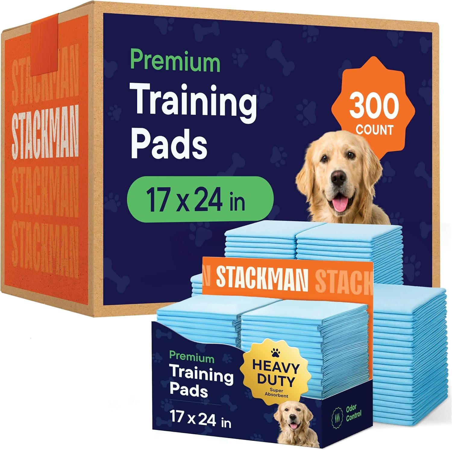 Puppy Pads Pet Pee Pads 17″ x 24″ [300-Count] Pet Training Disposable Pads, Small Breed Pad, Leak-Proof, Bulk Case Pack – for Chihuahuas, Yorkies, Maltese, Heavy Duty Surface Protector