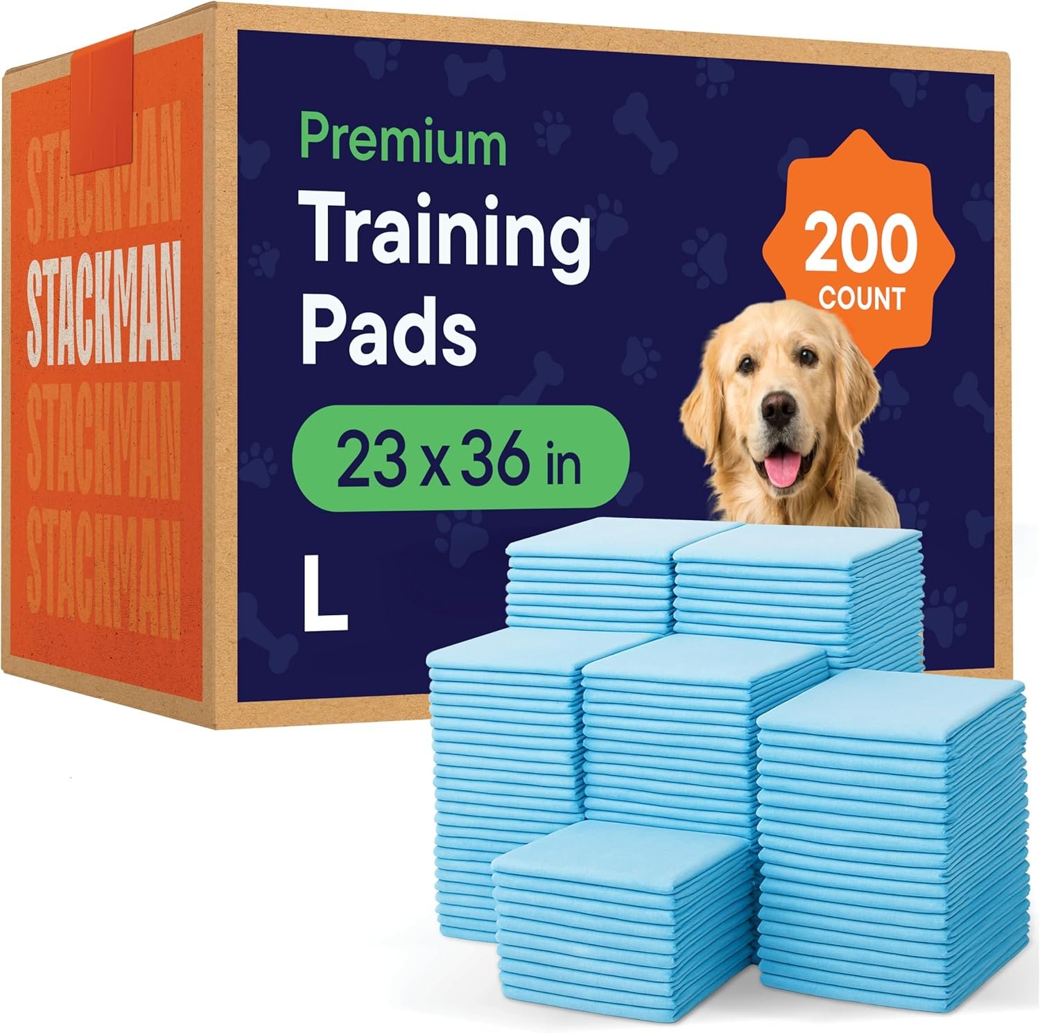 Puppy Pads Pet Pee Pads 23″x36″ [200-Count] Pet Training Disposable Pads, Medium Breed Pad, Leak-Proof, Bulk Case Pack – for Cocker Spaniels, Beagles, French Bulldogs, Heavy Duty Surface Protector