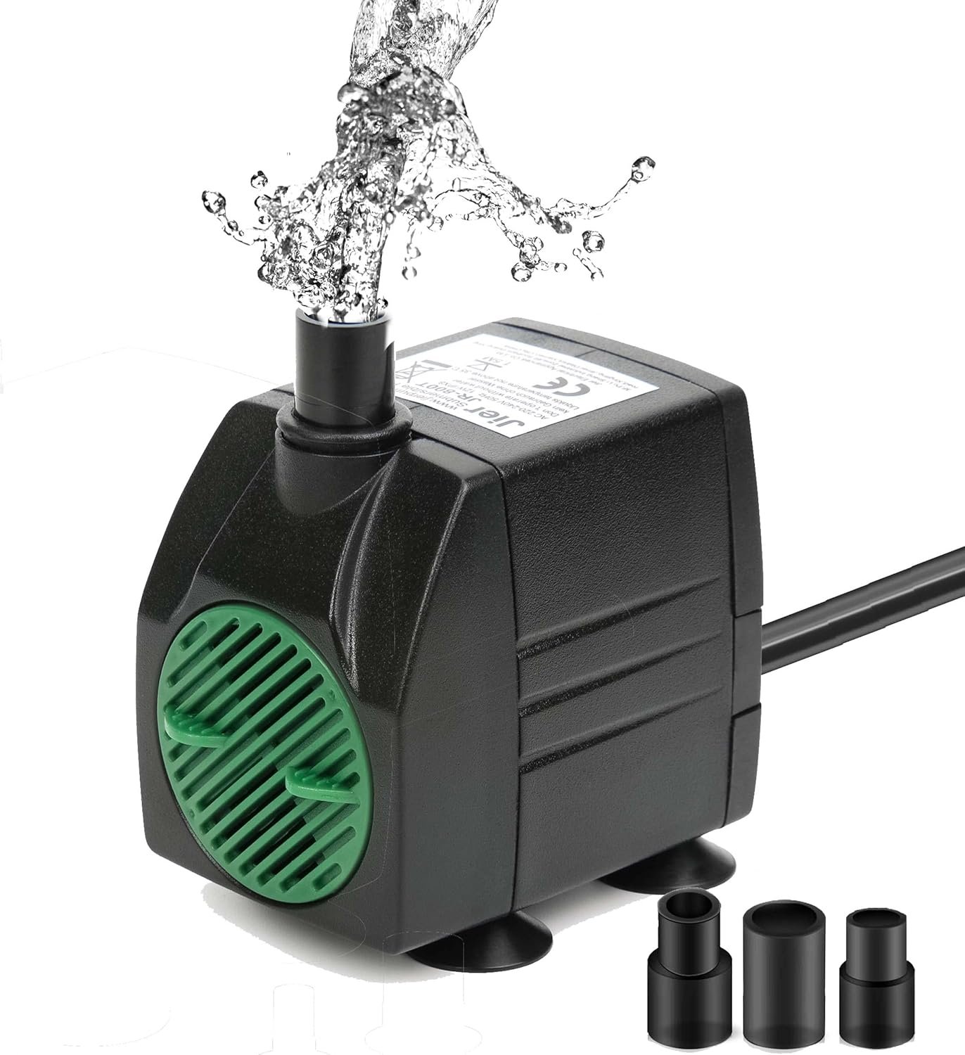 BARST Submersible Water Pump,Ultra Quiet 160GPH Aquarium Pump Adjustable Fountain Pump with 3 Nozzles and 6ft Power Cord for Fish Tank, Pond, Hydroponics,Outdoor Waterfall (600L/H,12W)