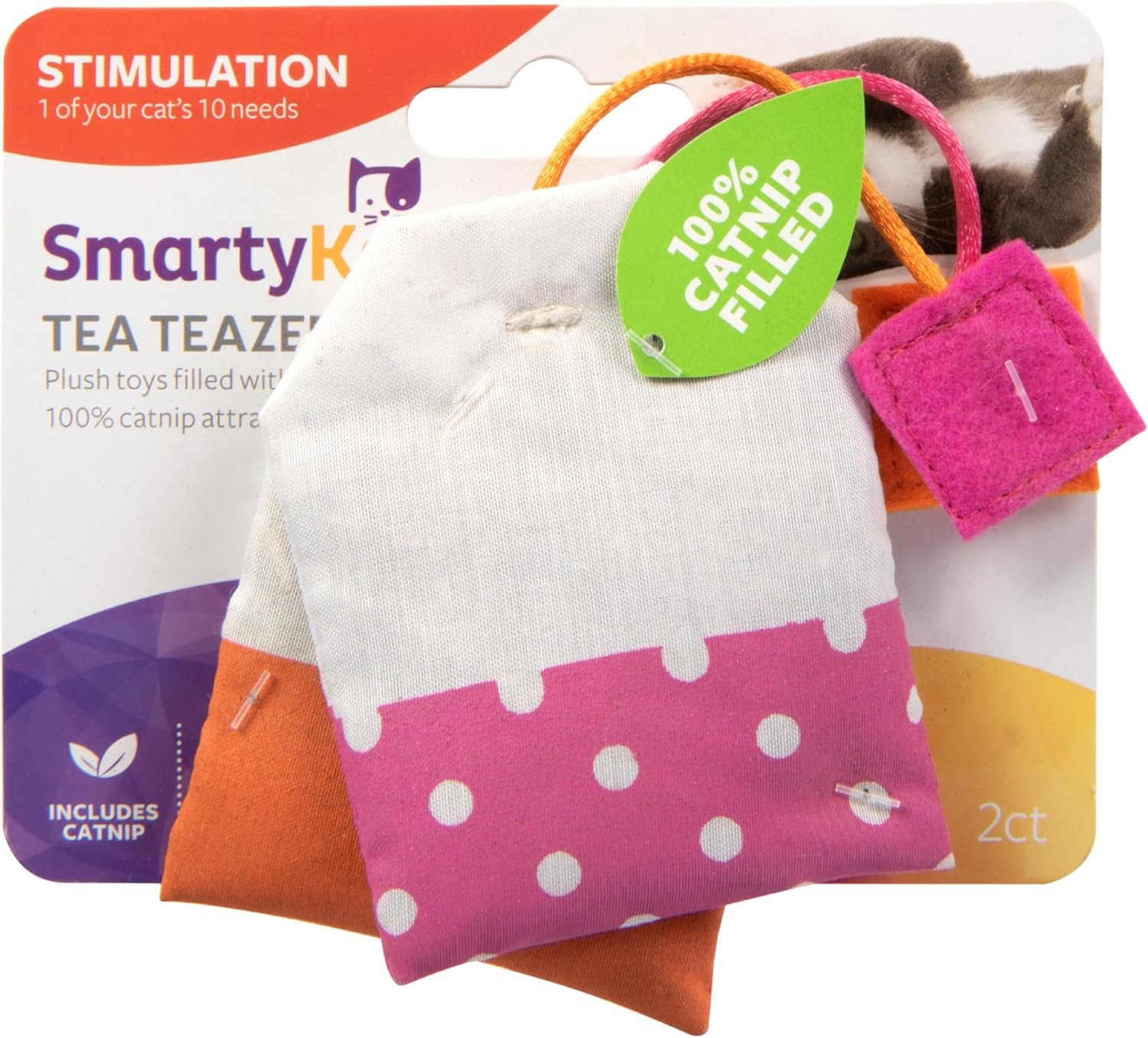 SmartyKat (2 Count Tea Teazers Catnip Cat Toys – Pink/Orange, 2 Count