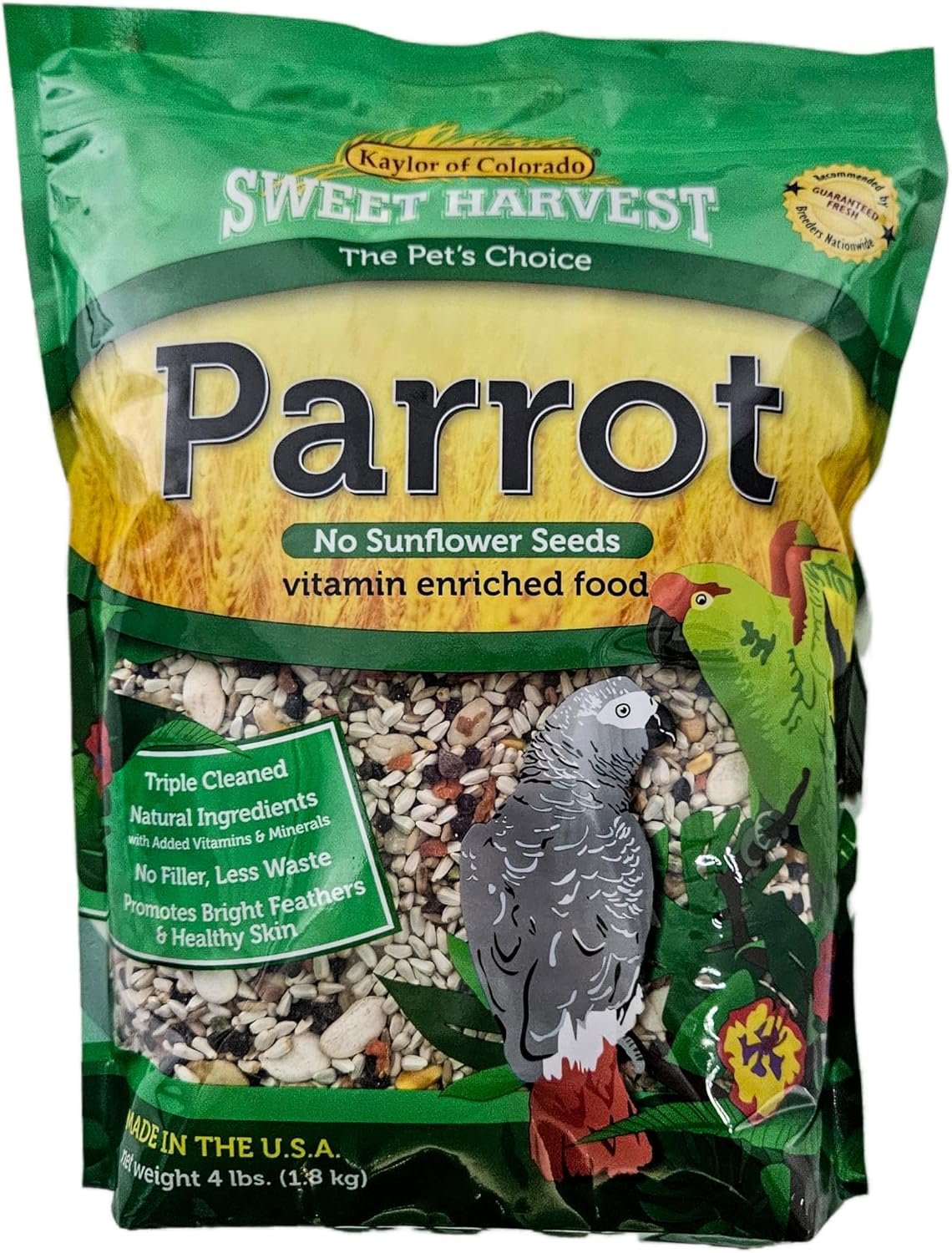 Parrot Bird Food (No Sunflower Seeds), 4 lbs Bag – Seed Mix for a Variety of Parrots