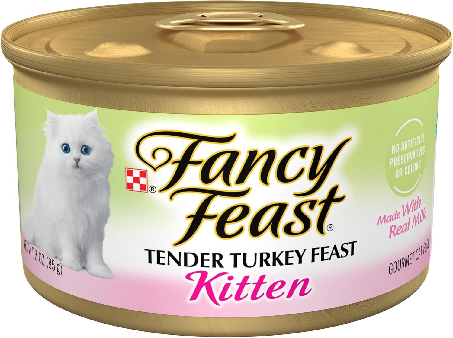 Purina Fancy Feast Kitten Tender Turkey Feast Wet Kitten Food Pate – (Pack of 24) 3 oz. Cans