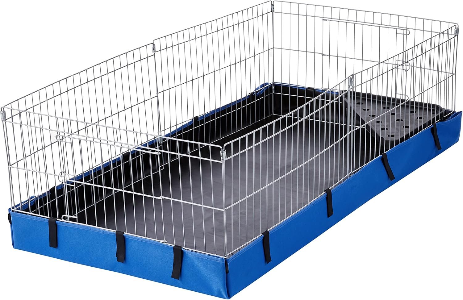 Amazon Basics – Comfortable Indoor-Outdoor Small Pet Guinea Pig Habitat Cage with Canvas Bottom, Blue, 46.65″ L x 13.78″ W x 23.62″ H