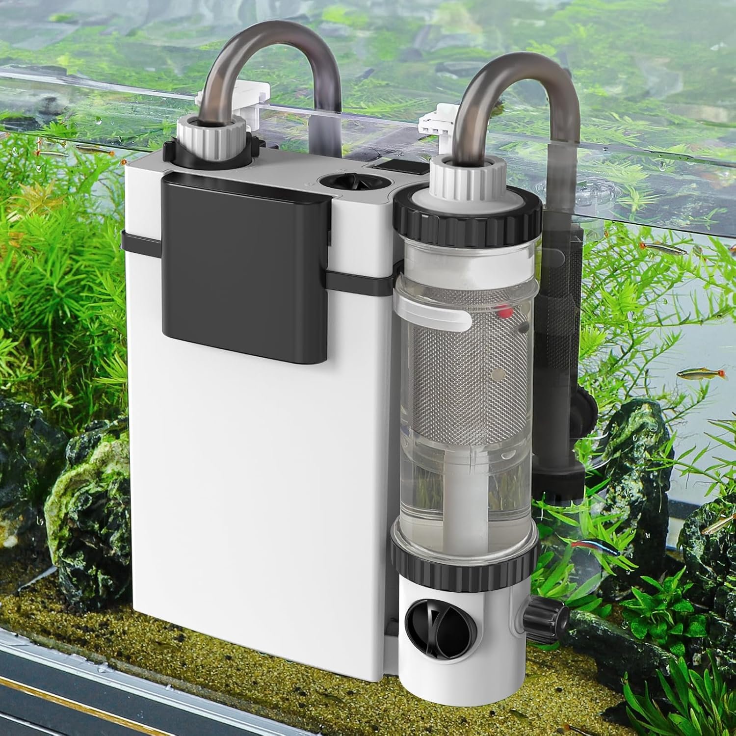 hygger Quiet Hang On Back Aquarium Filter 5-30 Gallon Small Fish Tank Canister Filter with Surface Skimmer Spray Bar 3 Floss Pads Filter Media Adjustable Flow, Easy Water Change 132 GPH