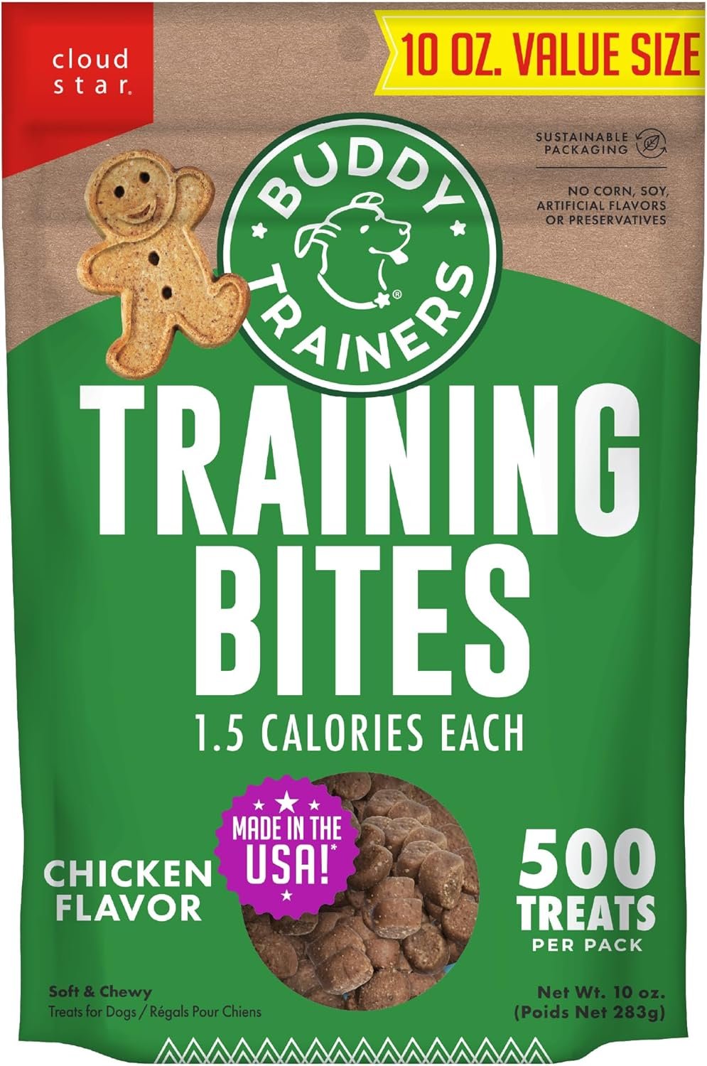 Buddy Biscuits Trainers 10 oz. Bag of Training Bites Soft & Chewy Dog Treats Made with Chicken Flavor
