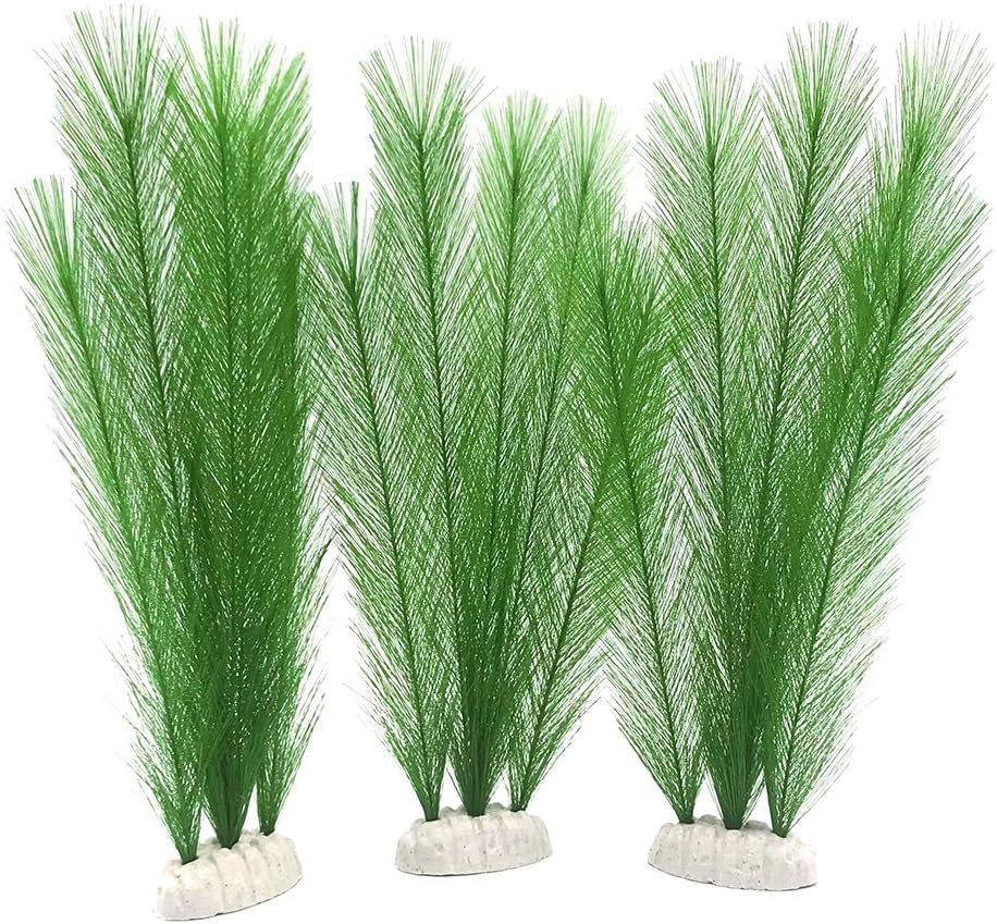 BEGONDIS Aquarium Decorations 3Pcs Fish Tank Artificial Green Water Plants Made of Silk Fabrics Plastic