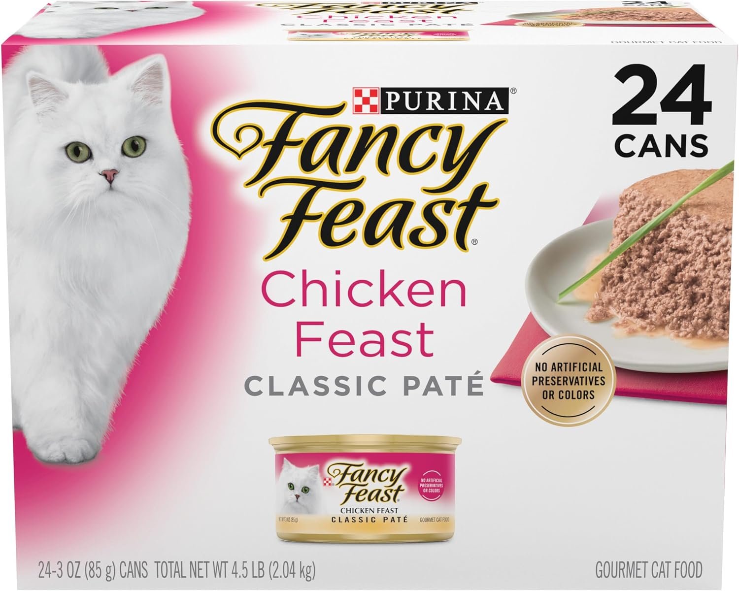 Fancy Feast Chicken Feast Classic Pate Collection Grain Free Wet Cat Food Multi-Pack – (Pack of 24) 3 oz. Pull-Top Cans