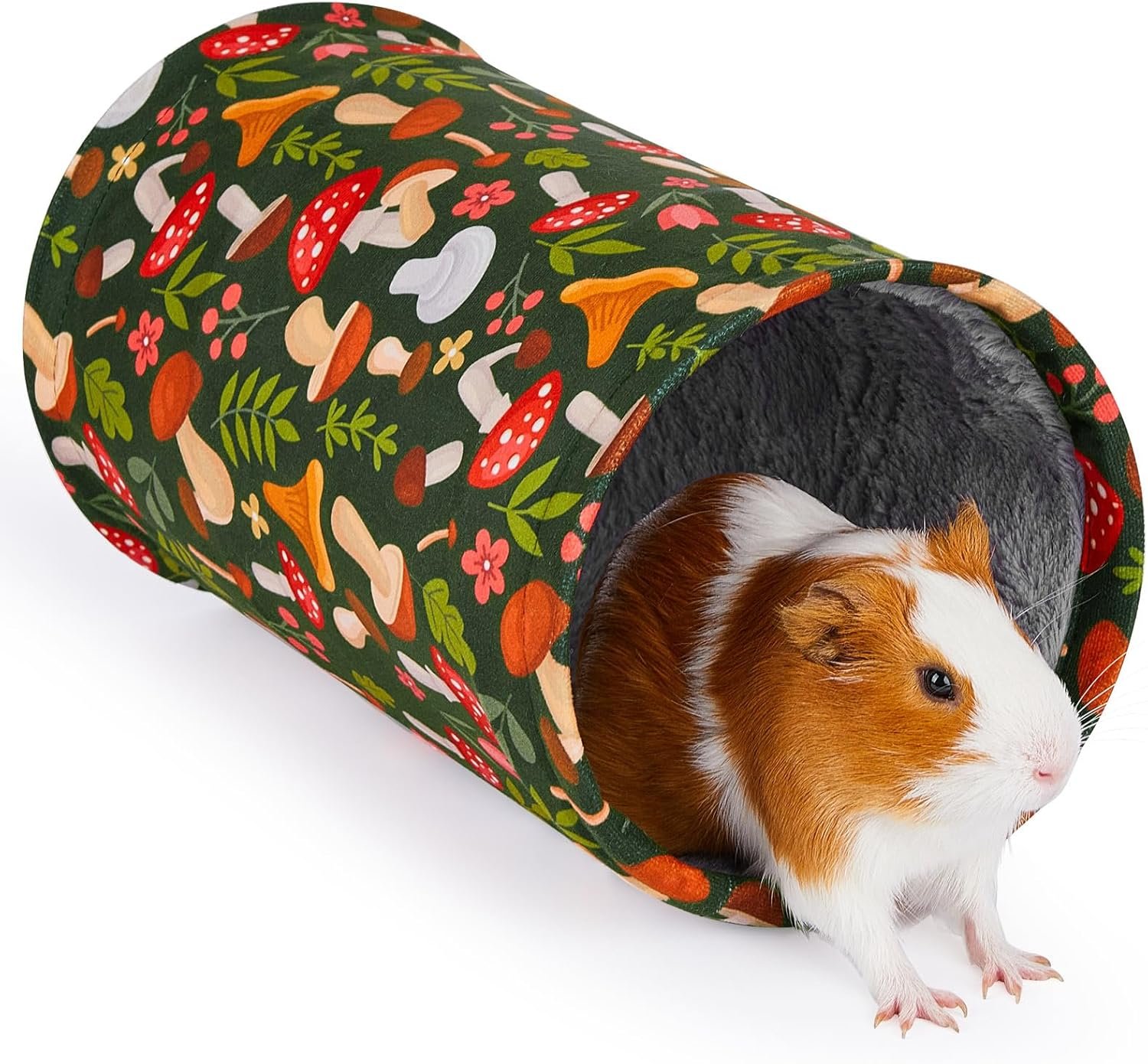 Glittme Guinea Pig Tunnel Washable Guinea Pigs Hideout Portable Rabbit Tunnels Soft Ferret Tunnel for Playing Resting Guinea Pig Accessories for Hedgehogs, Hamster, Mushrooms