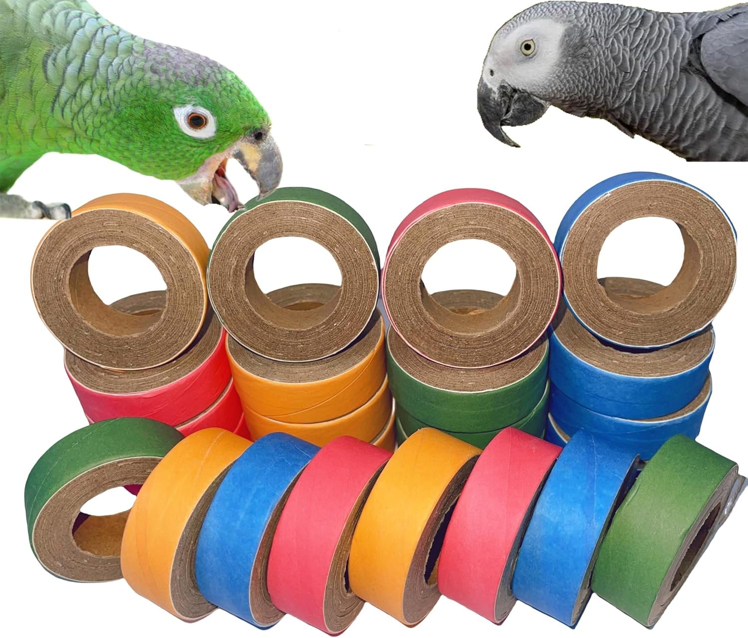 24Pcs Fatty Bagels Bird Toys for Parrots Durable Cardboard Chewing Shredding Foraging Foot 1.75″ for Medium & Large Parrot Amazons Mini Macaws African Greys Cockatoos Eclectus Senegal