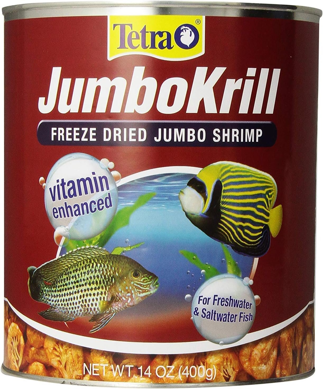 Tetra JumboKrill Freeze-Dried Jumbo Shrimp 14 Ounces, Natural Shrimp Treat For Aquarium Fish, Red