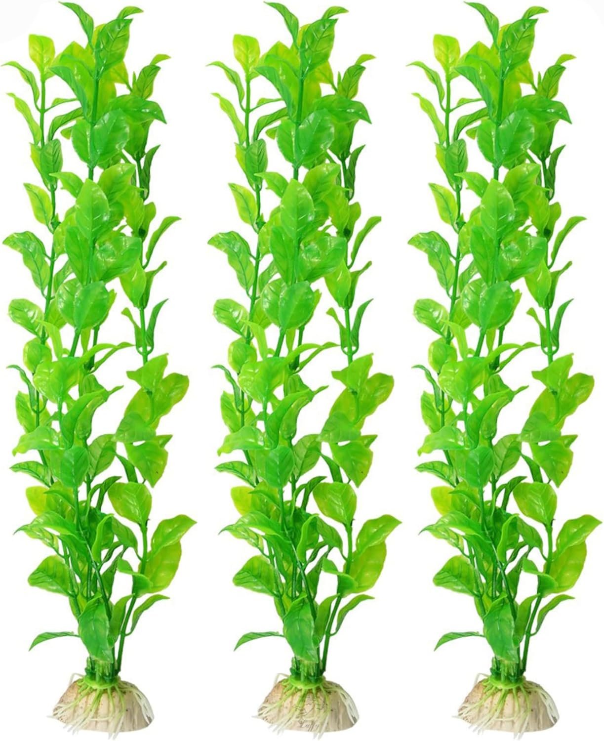 SunGrow Plastic Aquarium Plant Set, Resin Aquarium Decor, Tall Artificial Aquarium Fake Plants, Fish Tank Decorations for Tropical Fish, Plastic Plants for Goldfish, Fish Tank Accessories, 3 Pcs